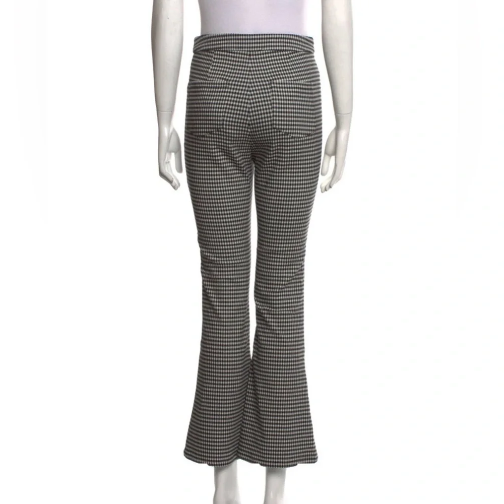Sandy Liang Front Zip Flare Pants, Black and White Check, Size 10 - Picture 6 of 13